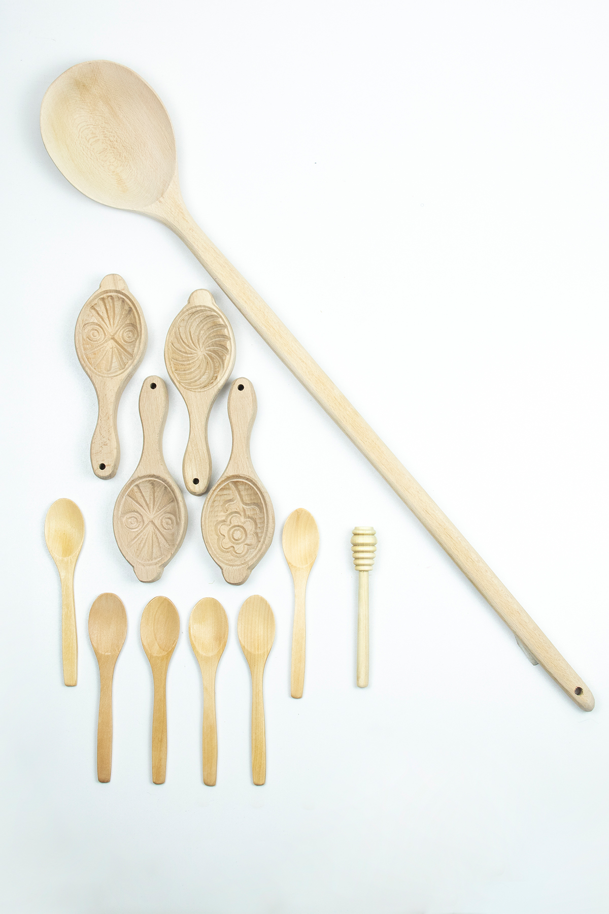 8-2-2.jpg Ahşap Kaşık + Pasta Kalıbı + Bal Çubuğu + Bal Kaşığı(4'lü Set)-8 - Görsel 1