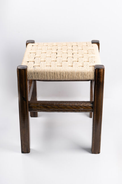 Hasır Örgü Ahşap Tabure 40 Cm