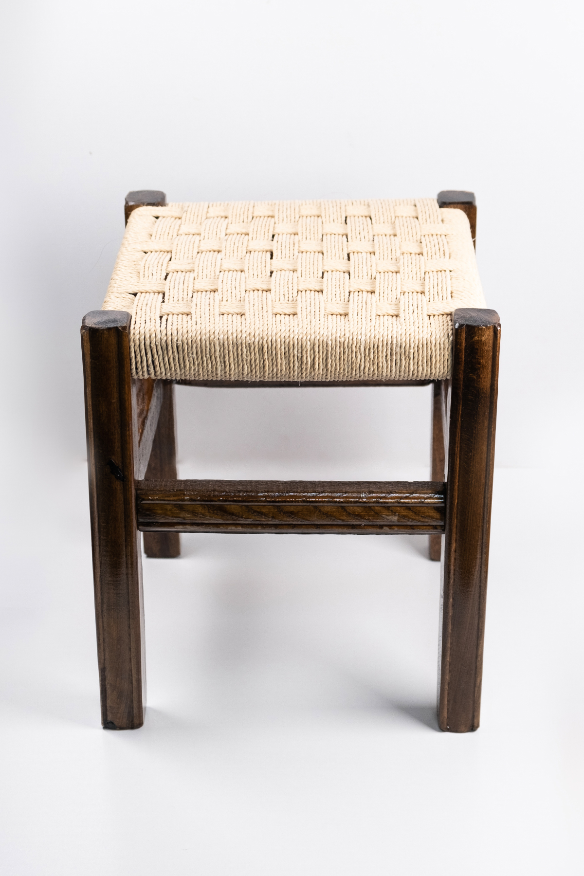 Tabure5 Hasır Örgü Ahşap Tabure 40 Cm - Görsel 1